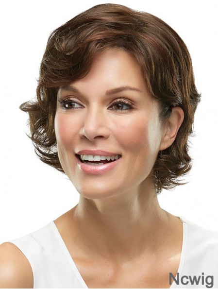 10 inch Fashionable Wavy Layered Brown Short Wigs