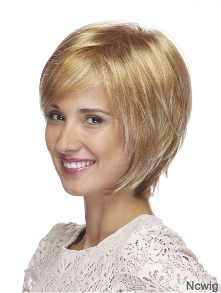 8 inch No-Fuss Straight Bobs Blonde Short Wigs