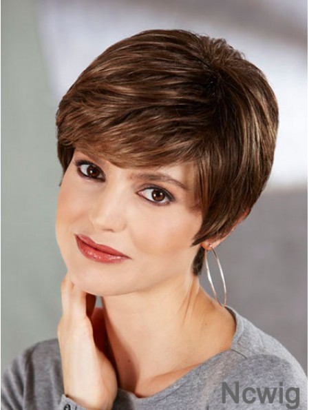 Boycuts Straight Brown Capless Perfect Short Wigs