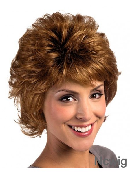 9 inch Popular Curly With Bangs Auburn Short Wigs