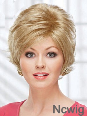 8 inch Beautiful Wavy Layered Blonde Short Wigs