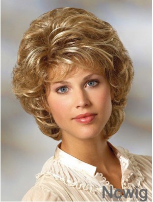 Curly Blonde Wig Classic Cut Chin Length With Capless