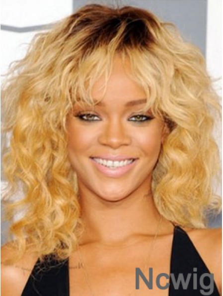 Rihanna Wigs With Capless Synthetic Blonde Color Shoulder Length