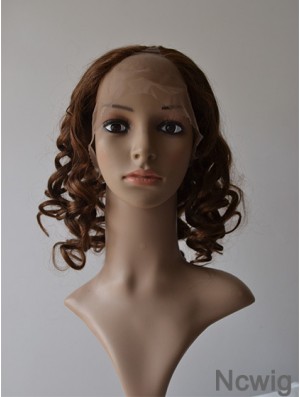 12 inch Lace Front Curly Brown Convenient U Part Wigs