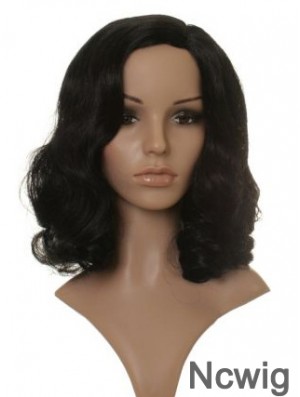 Style Black Shoulder Length Wavy 14 inch Without Bangs Celebrity Wigs