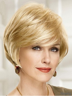 Chin Length Bobs 8 inch Straight Blonde Medium Wigs