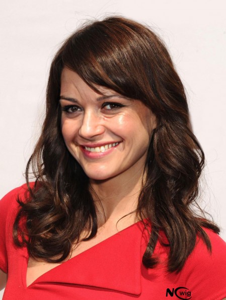 Suitable Brown Long Wavy 16 inch With Bangs Carla Gugino Wigs
