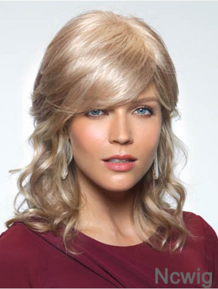 Soft Blonde Wavy With Bangs Capless Long Wigs