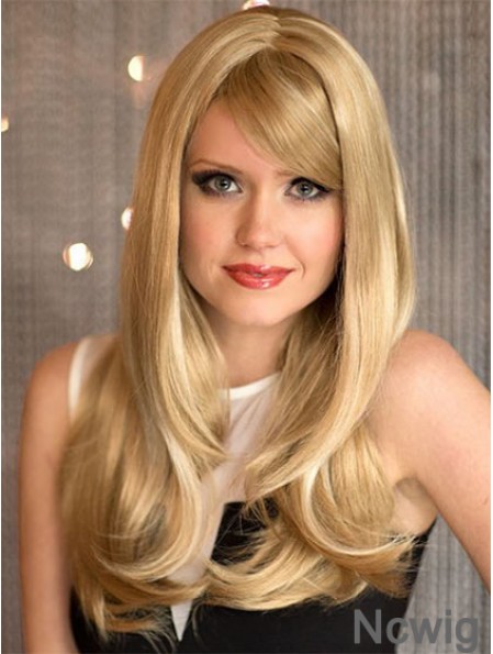 Sassy Blonde Wavy With Bangs Capless Long Wigs