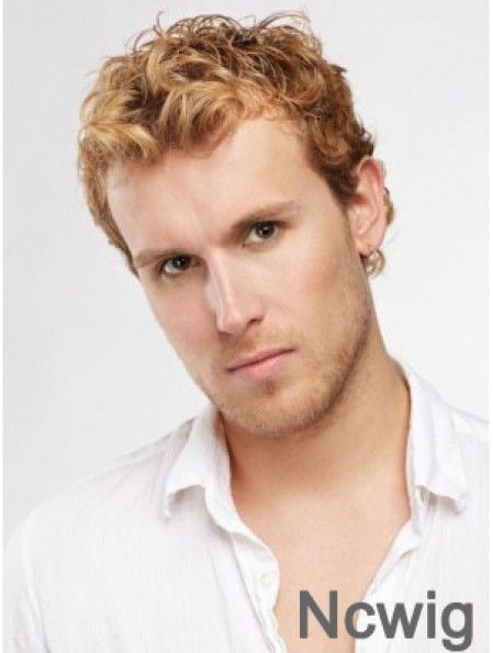 Blonde Short Curly Capless Curly Synthetic Wig Men