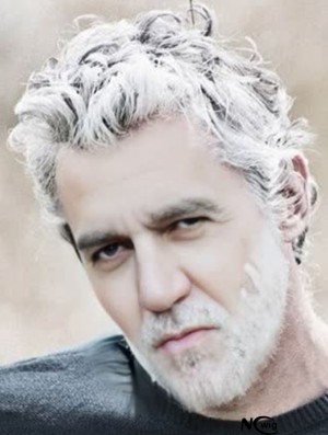 8 inch Remy Human Grey Wavy Short Realistic Wigs Men
