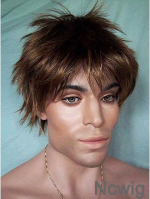 Lace Front Brown Short Straight Synthetic Man Lace Wig