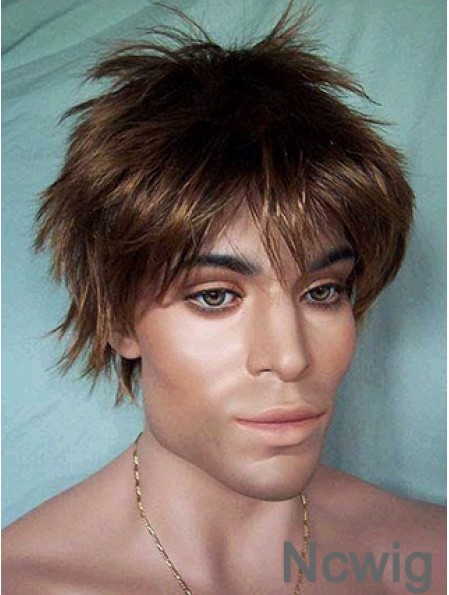 Lace Front Brown Short Straight Synthetic Man Lace Wig