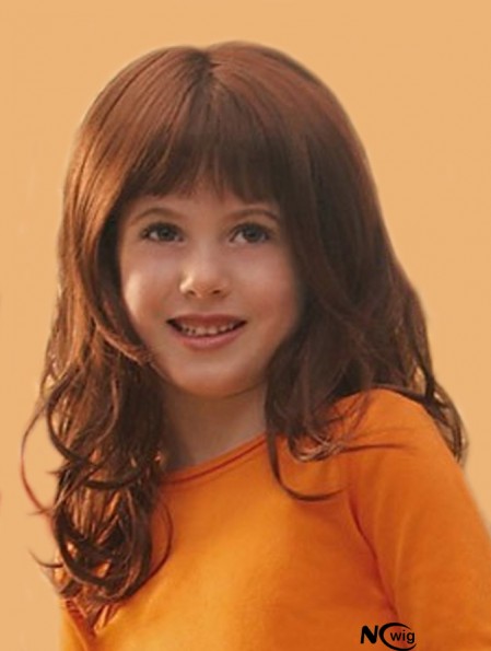 Curly Long Auburn Synthetic Lace Front Kids Wigs