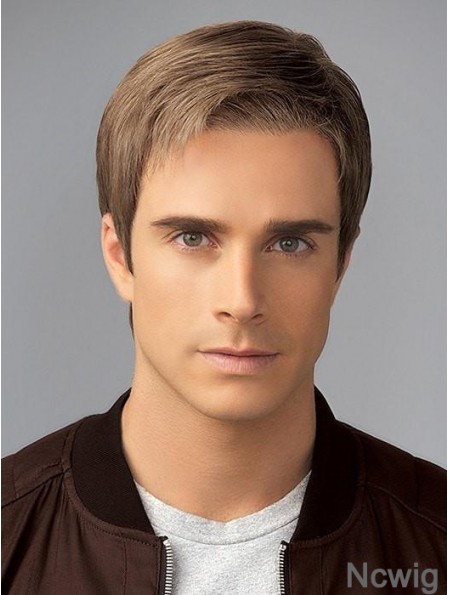 Straight Blonde Without Bangs 4 inch Wigs For Men