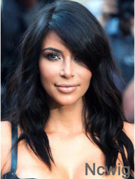 Kim Kardashian Wig With Remy Human Capless Black Color Wavy Style