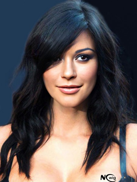 Kim Kardashian Wig With Remy Human Capless Black Color Wavy Style