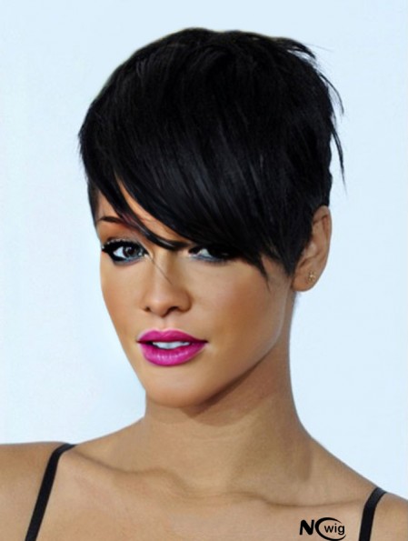 Short Rihanna Wigs Boycuts Cropped Length Black Color