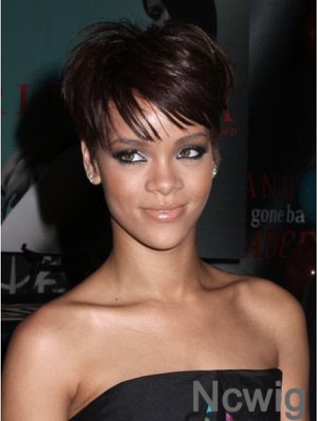 Rihanna Style Wigs With Capless Boycuts Cropped Length Auburn Color