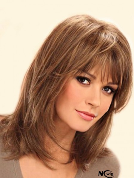 Shoulder Length Straight Layered Lace Front Brown Soft 14 inch Jaclyn Smith Wigs