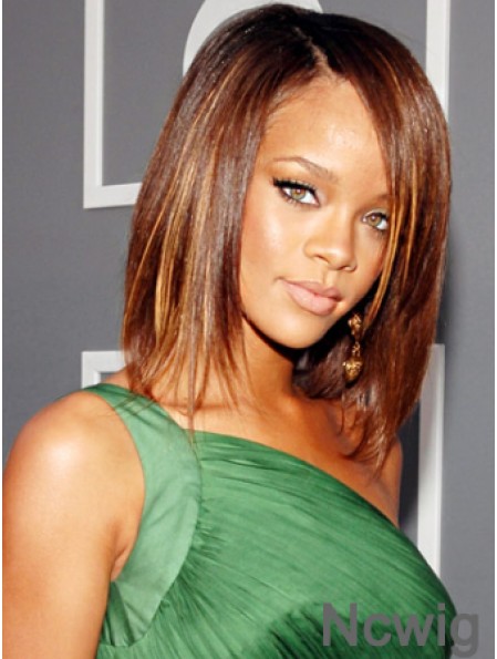 Auburn Straight Layered 100% Hand-tied 12 inch Hairstyles Rihanna Wigs
