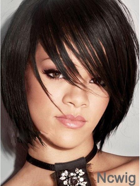 Rihanna Wig Chin Length Bobs Cut Synthetic Straight Style