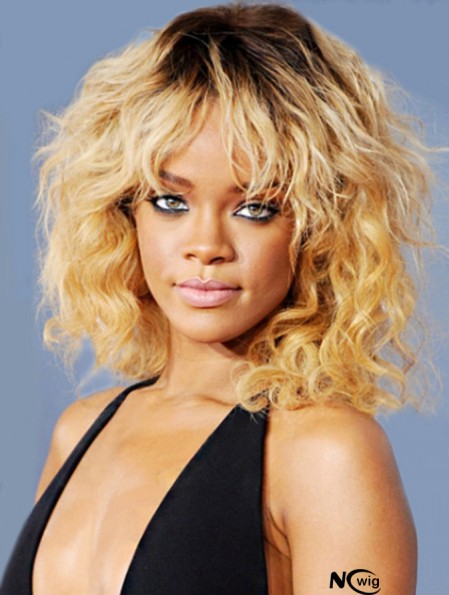 Ombre/2 Tone Wavy With Bangs 100% Hand-tied 14 inch Amazing Rihanna Wigs