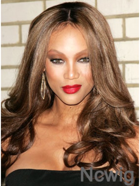 Brown Wavy Layered 100% Hand-tied 20 inch Popular Tyra Banks Wigs