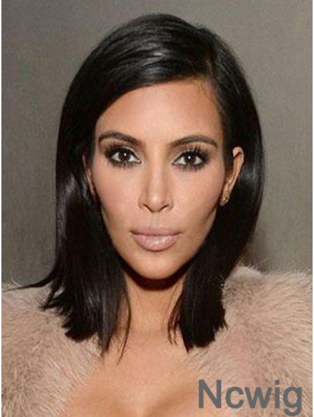 Popular Black Shoulder Length Straight Lace Front 14 inch Kim Kardashian Wigs