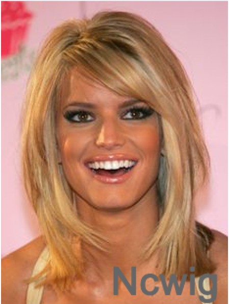 12 inch Stylish Blonde Shoulder Length Straight Bobs Jessica Simpson Wigs