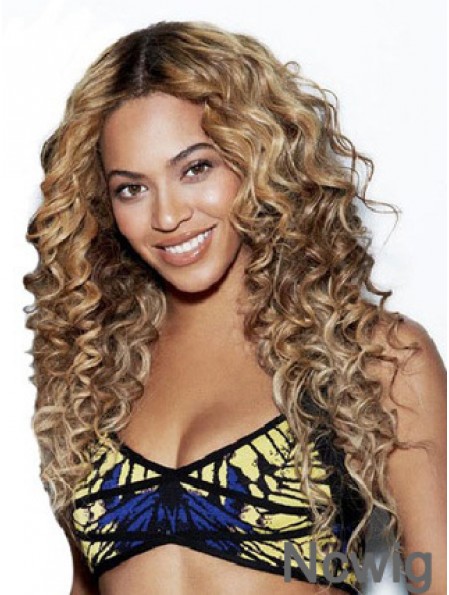 Brown Long Curly Without Bangs Lace Front 24 inch Beyonce Wigs