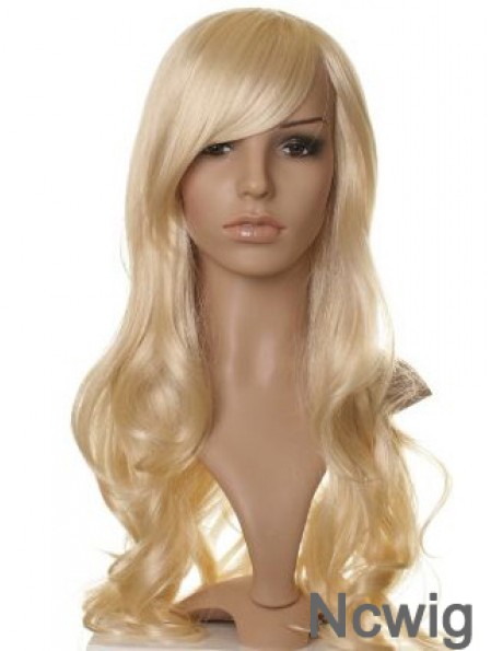 Designed Blonde Long Wavy With Bangs Celebrity Wigs