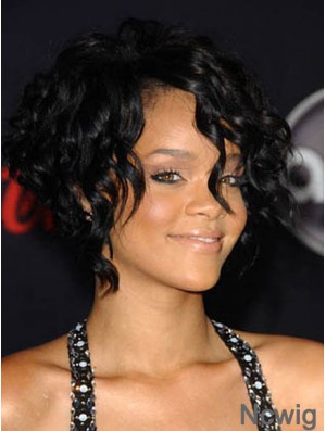 Sassy Chin Length Black Straight Capless Rihanna Wigs