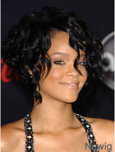 Sassy Chin Length Black Straight Capless Rihanna Wigs