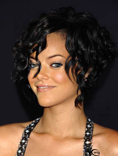 Sassy Chin Length Black Straight Capless Rihanna Wigs