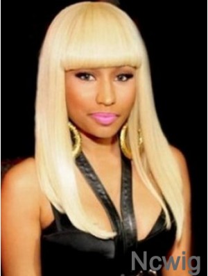 18 inch Blonde Straight With Bangs Long No-Fuss Nicki Minaj Wigs