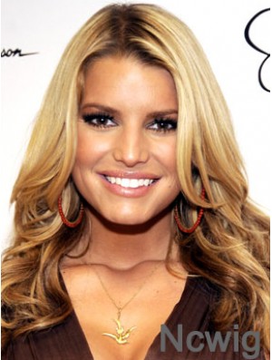 16 inch Trendy Blonde Long Wavy Without Bangs Jessica Simpson Wigs