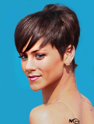 Fashion Cropped Auburn Straight Capless Rihanna Wigs