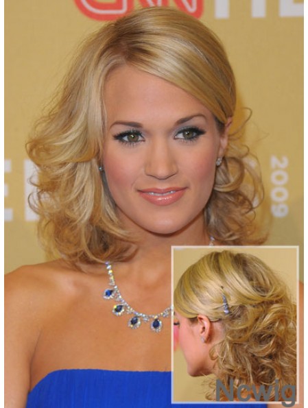 Beautiful Blonde Shoulder Length Curly 14 inch Layered Carrie Underwood Wigs