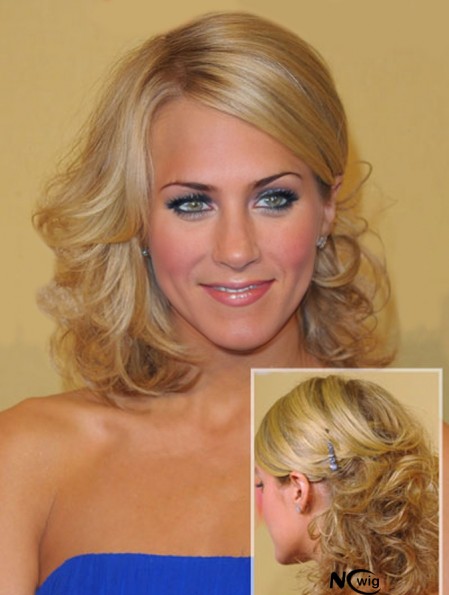 Beautiful Blonde Shoulder Length Curly 14 inch Layered Carrie Underwood Wigs