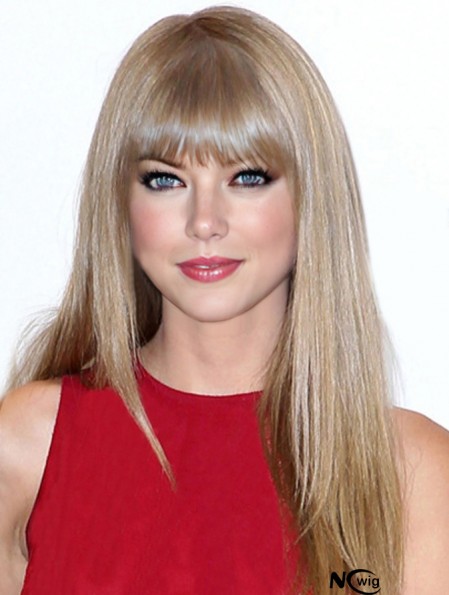 Capless With Bangs Straight Long Blonde Ideal Taylor Swift Wigs