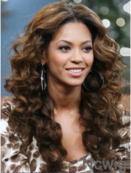 Brown Long Curly Without Bangs Full Lace 20 inch Beyonce Wigs
