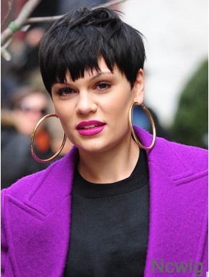 4.5 inch Best Black Cropped Straight Boycuts Jessie J Wigs