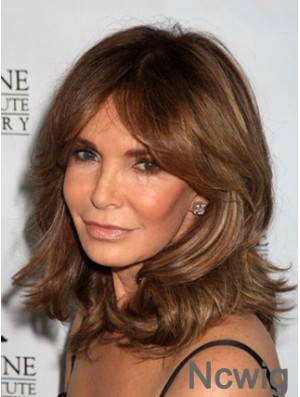 Shoulder Length Wavy Layered Lace Front Brown Ideal 14 inch Jaclyn Smith Wigs
