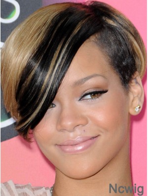 Ombre/2 Tone Straight With Bangs 100% Hand-tied 8 inch Cheap Rihanna Wigs