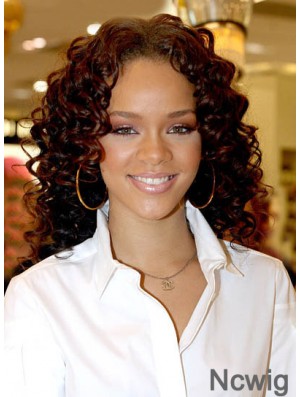 Best Shoulder Length Auburn Curly Capless Rihanna Wigs