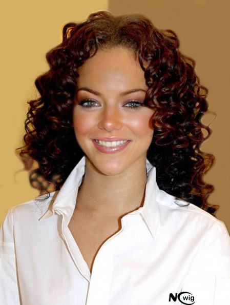 Best Shoulder Length Auburn Curly Capless Rihanna Wigs