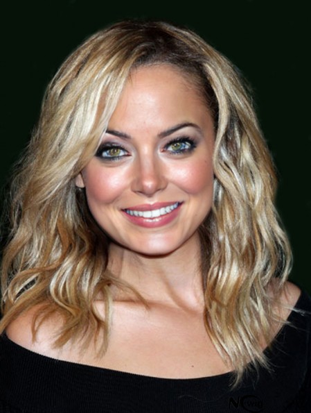 Convenient Blonde Shoulder Length Wavy 14 inch Layered Nicole Richie Wigs