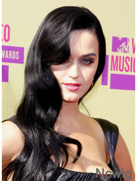 25 inch Suitable Black Long Wavy Without Bangs Katy Perry Wigs