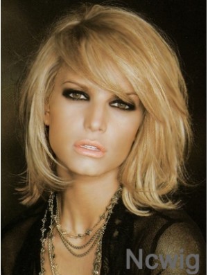 Jessica Simpson Wig Blonde Color Shoulder Length With Bangs